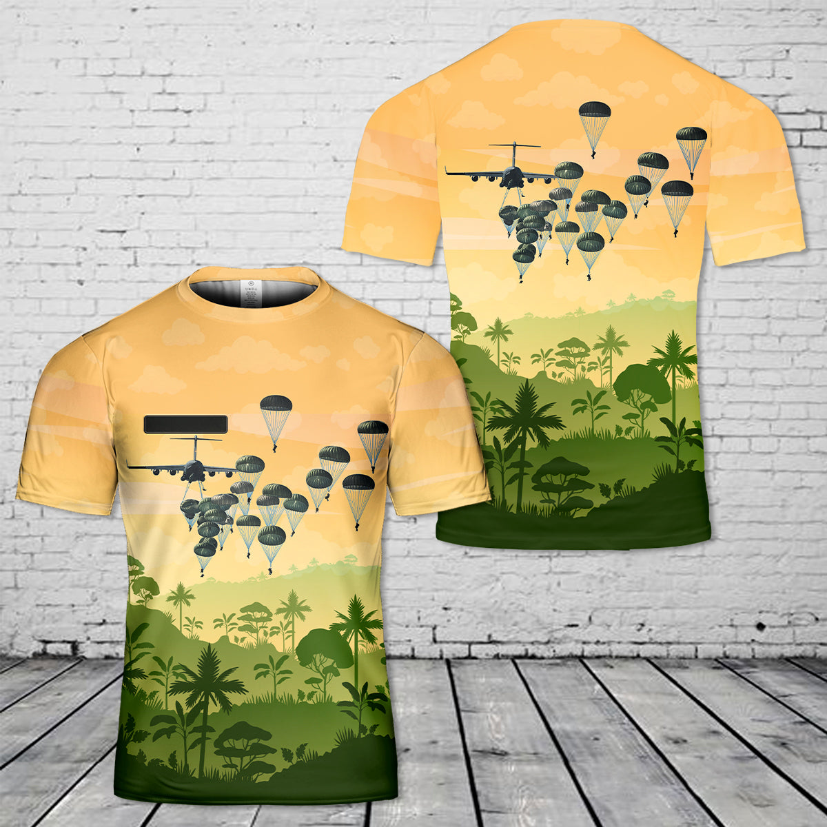 Custom Name US Army Paratroopers With The 82nd Airborne Division Parachute T-Shirt 3D