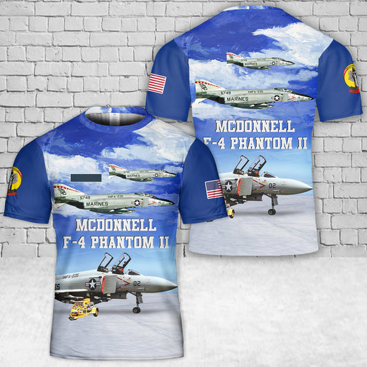 Custom Name US Marine Corps McDonnell F-4 Phantom II Of VMFA-235 T-Shirt 3D