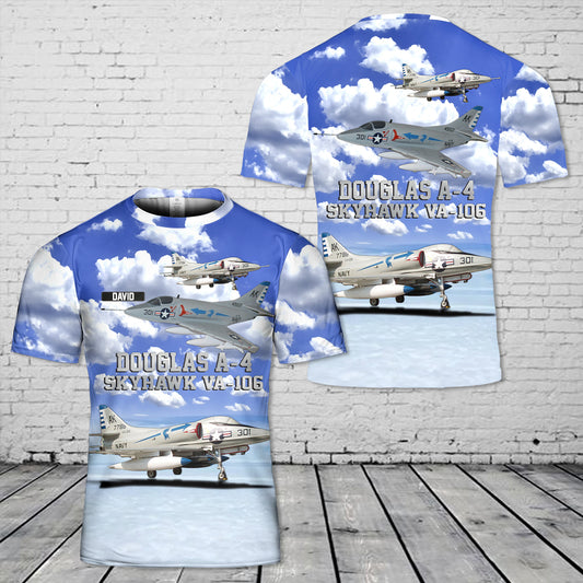 Custom Name US Navy Douglas A-4 Skyhawk VA-106 3D T-shirt