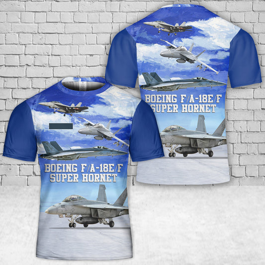 Custom Name US Navy Boeing F/A-18E/F Super Hornet T-Shirt 3D