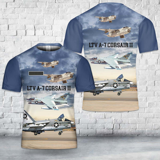 Custom Name US Navy LTV A-7 Corsair II T-Shirt 3D
