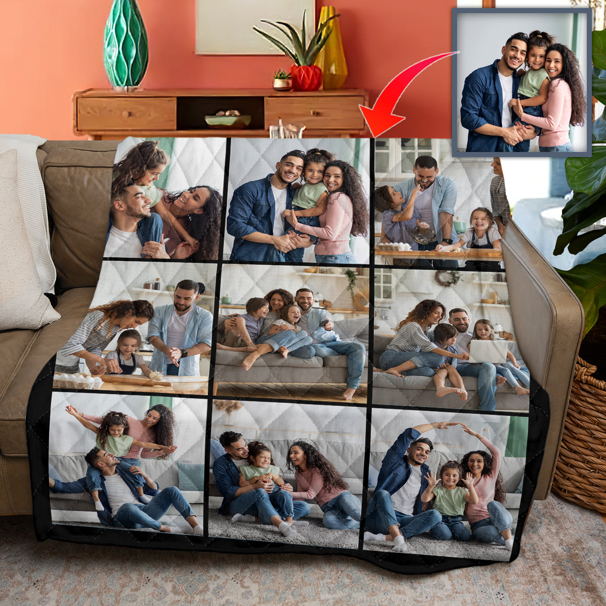 Custom Photo Family Quilt Blanket