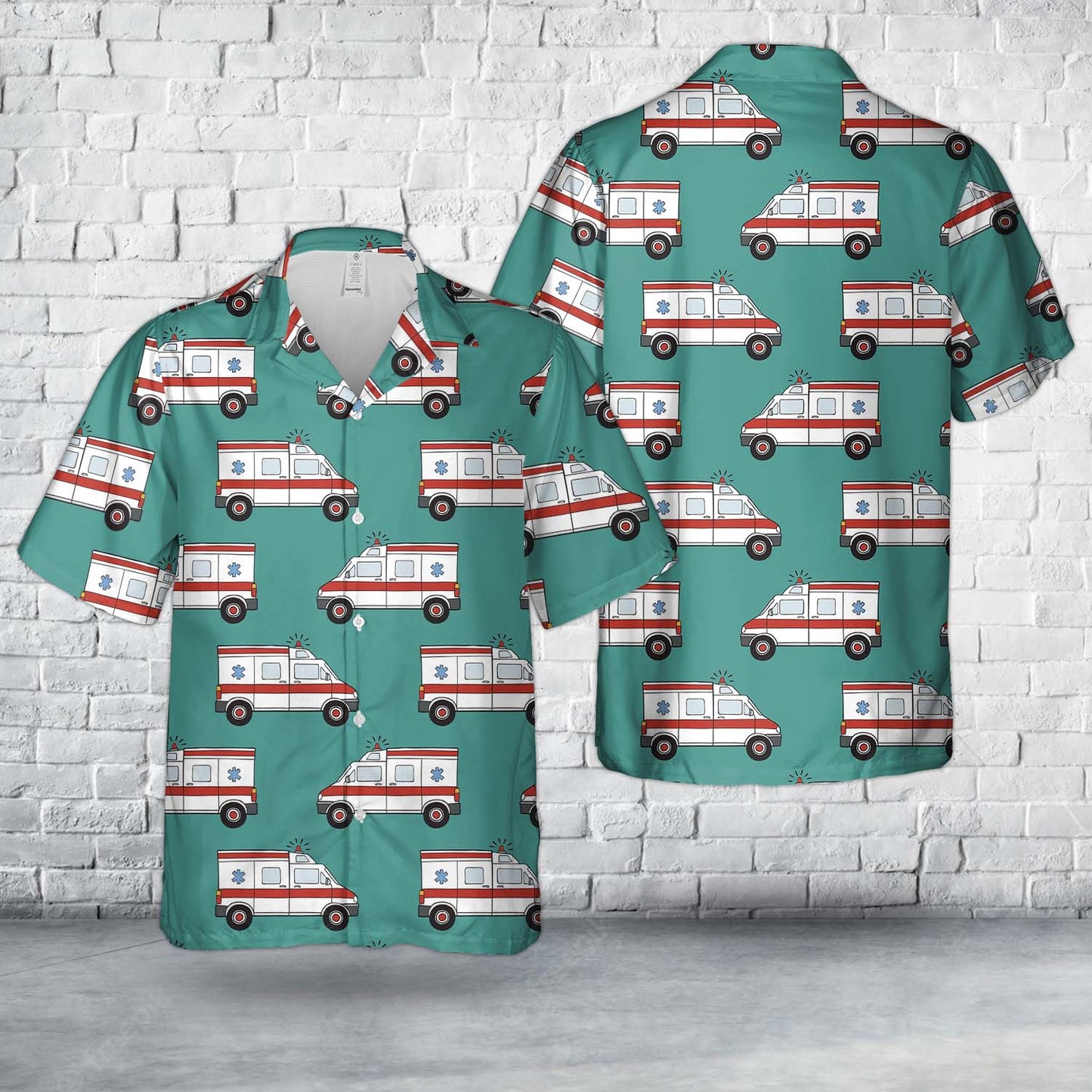 EMS Ambulance Cars Hawaiian Shirt