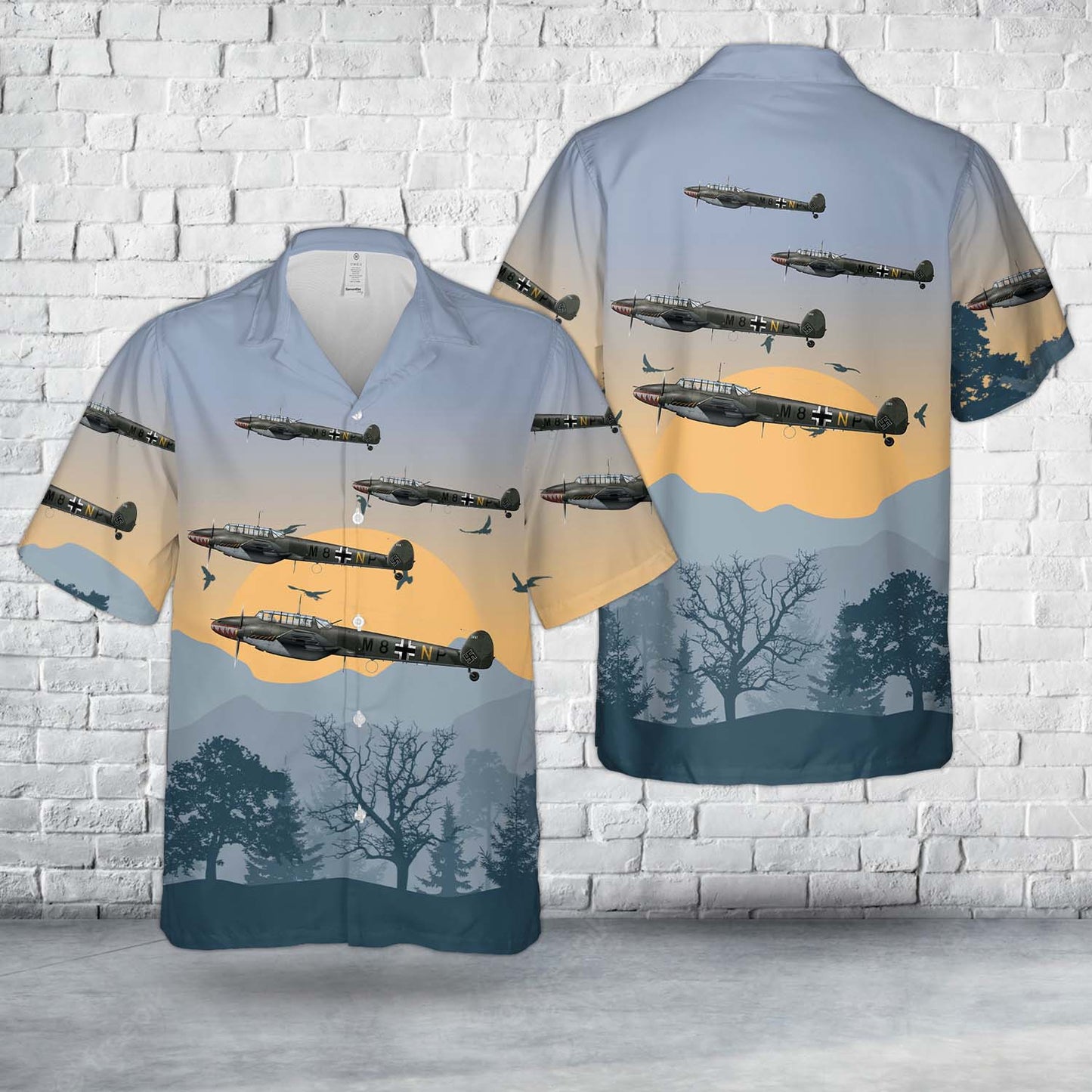 German Battle of Britain Messerschmitt Bf 110C M8+NP, of 6./ZG 76 Hawaiian Shirt