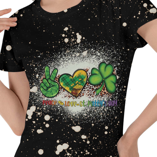 Happy St Patricks Day Bleach Splatter Womens T-shirt