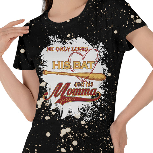 Baseball Mom Bleach Splatter Women T-shirt