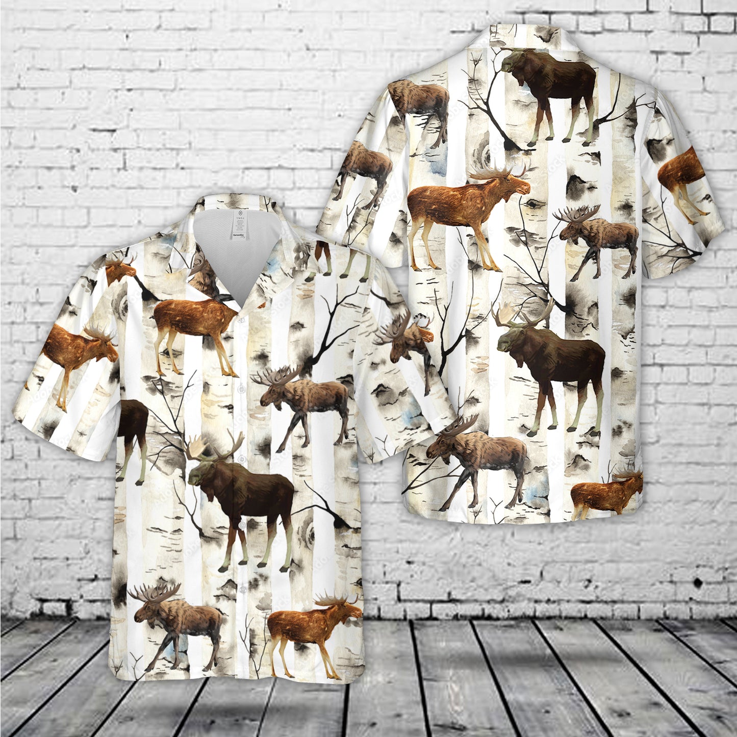 Moose And Silver Birch Hawaiian Shirt