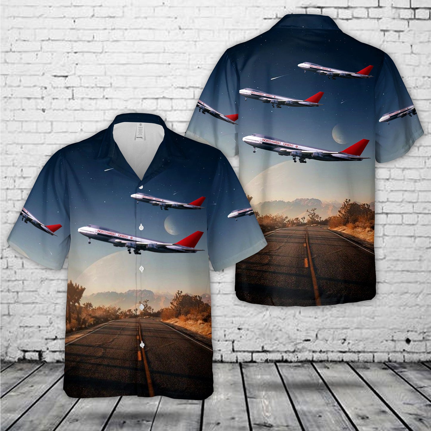 Northwest Orient Airlines Boeing 747-151 Hawaiian Shirt
