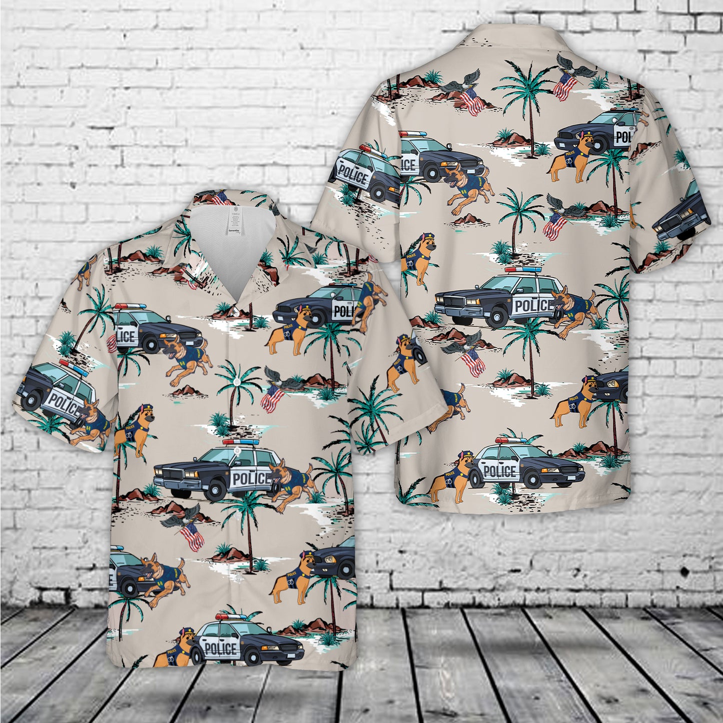 Police Car And Police Dog Hawaiian Shirt