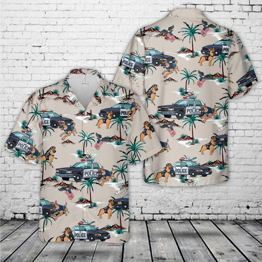 Police Car And Police Dog Hawaiian Shirt