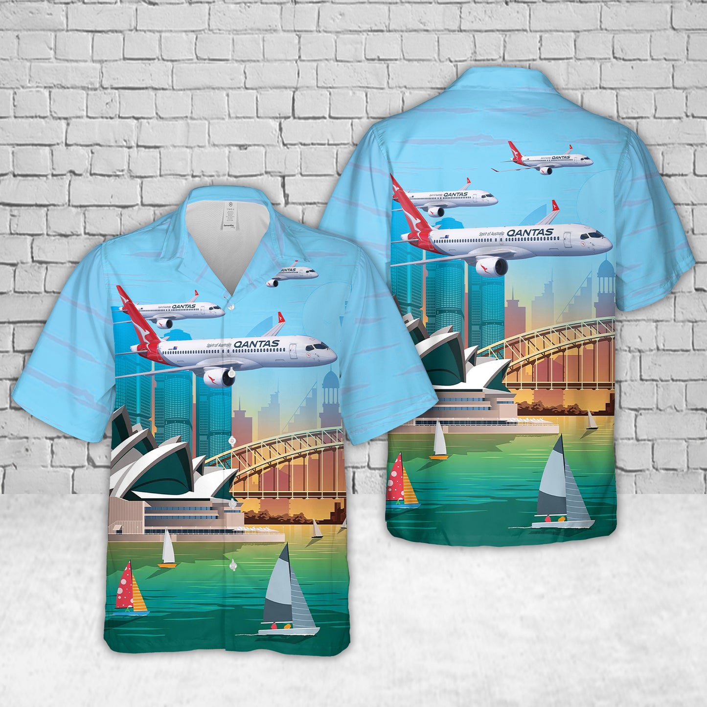 Qantas Airbus A220 Hawaiian Shirt