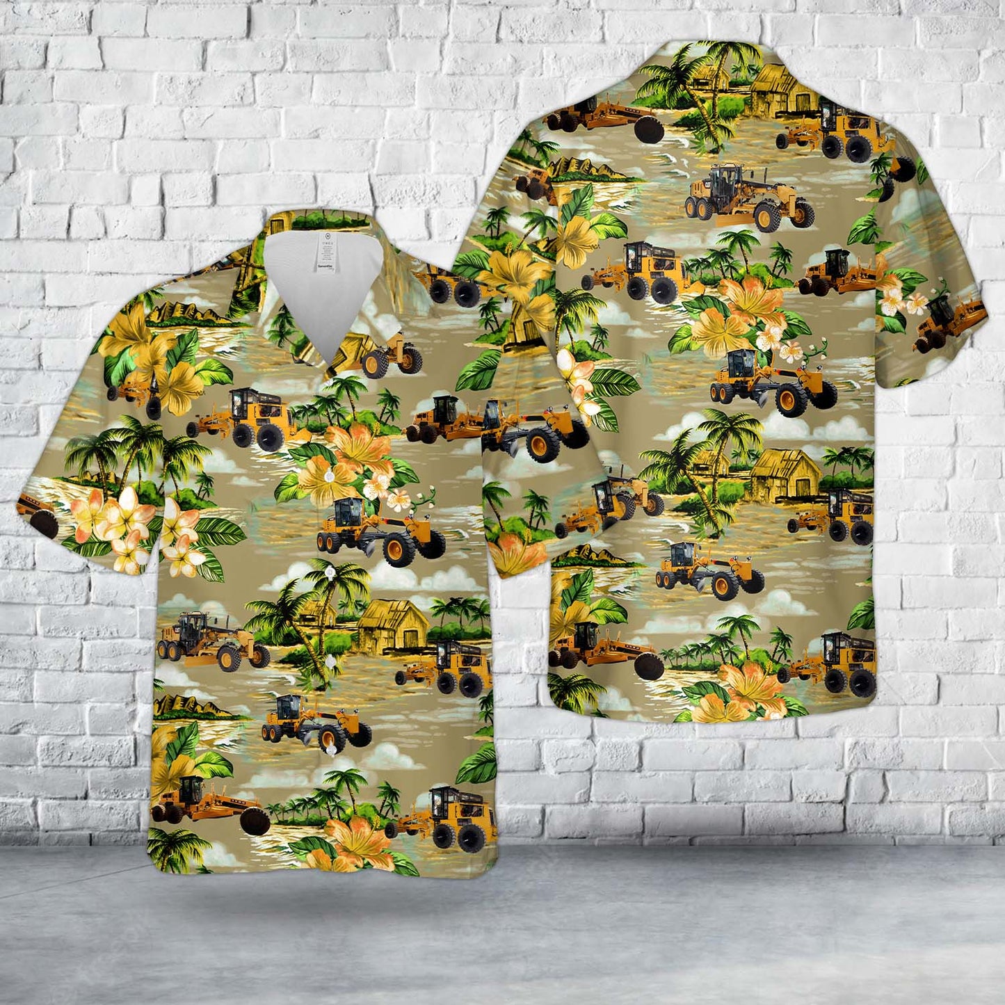 Road Construction Machine Motor Grader Hawaiian Shirt