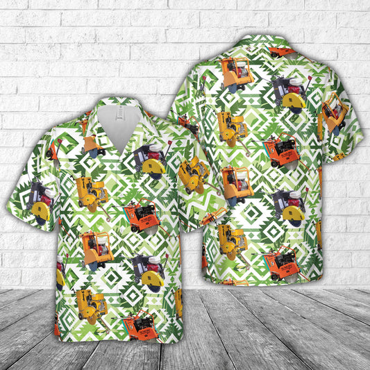 Road Construction Road Cutting Machine Hawaiian Shirt