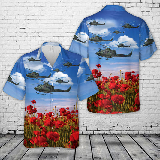 Royal Canadian Air Force Bell CH-146 Griffon ANZAC Day Red Poppy Hawaiian Shirt