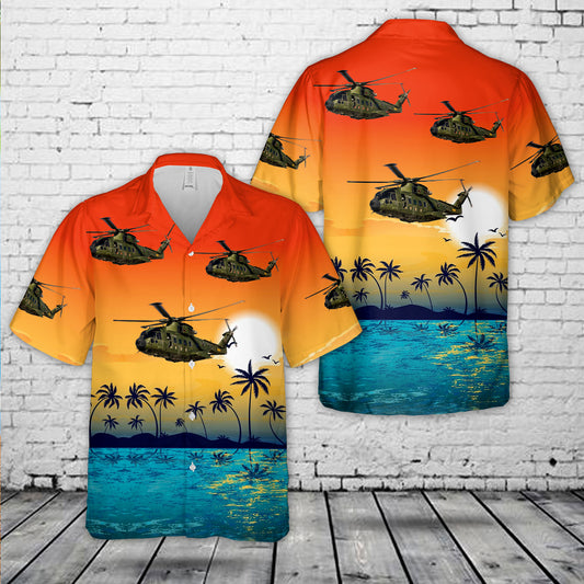 Royal Danish Air Force Eskadrille 722 Agusta-Westland EH-101 Merlin Hawaiian Shirt