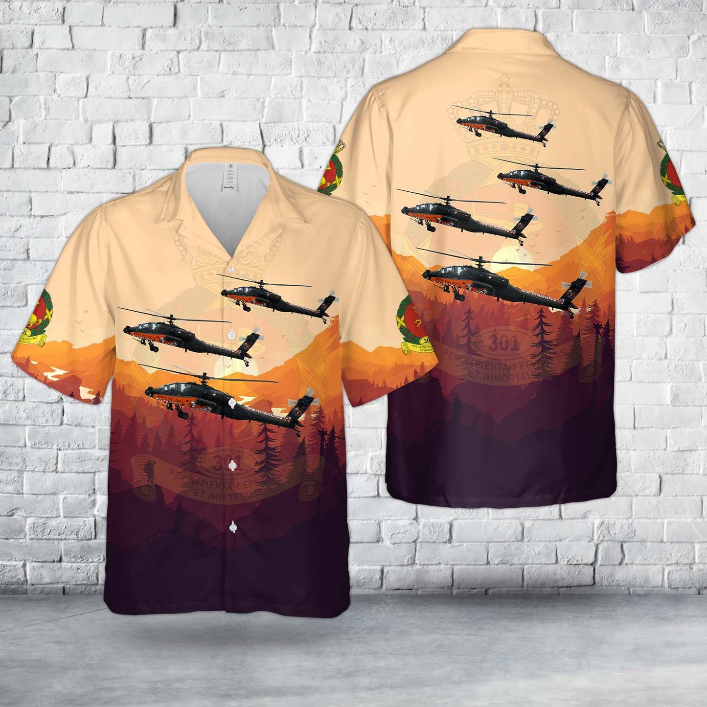 Royal Netherlands Air Force 301 Squadron AH-64E Apache Hawaiian Shirt