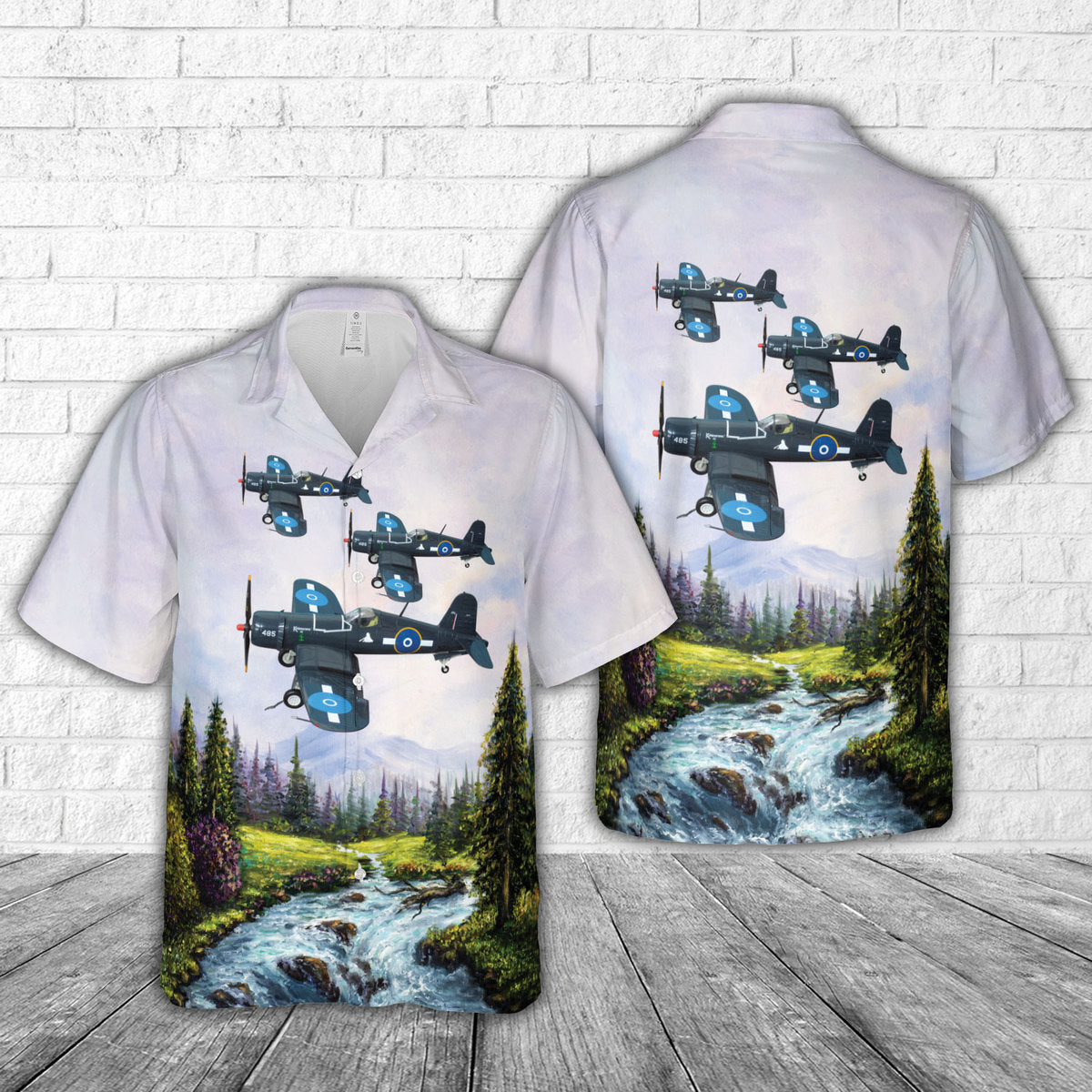 Royal New Zealand Air Force No.23 Sqn Vought F4U-1D Corsair Kohimarama IX Hawaiian Shirt