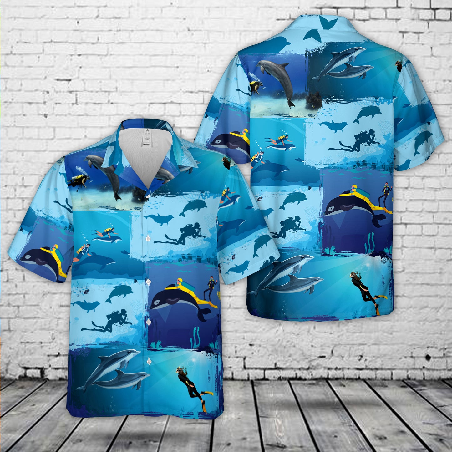 Scuba Diving With Dolphins Hawaiian Shirt