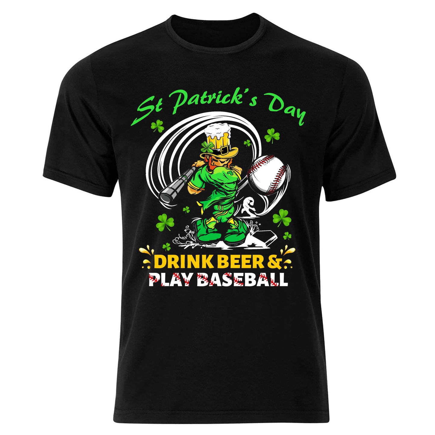 St. Patricks Day Leprechaun Swinging Baseball, Drink Beer T-Shirt