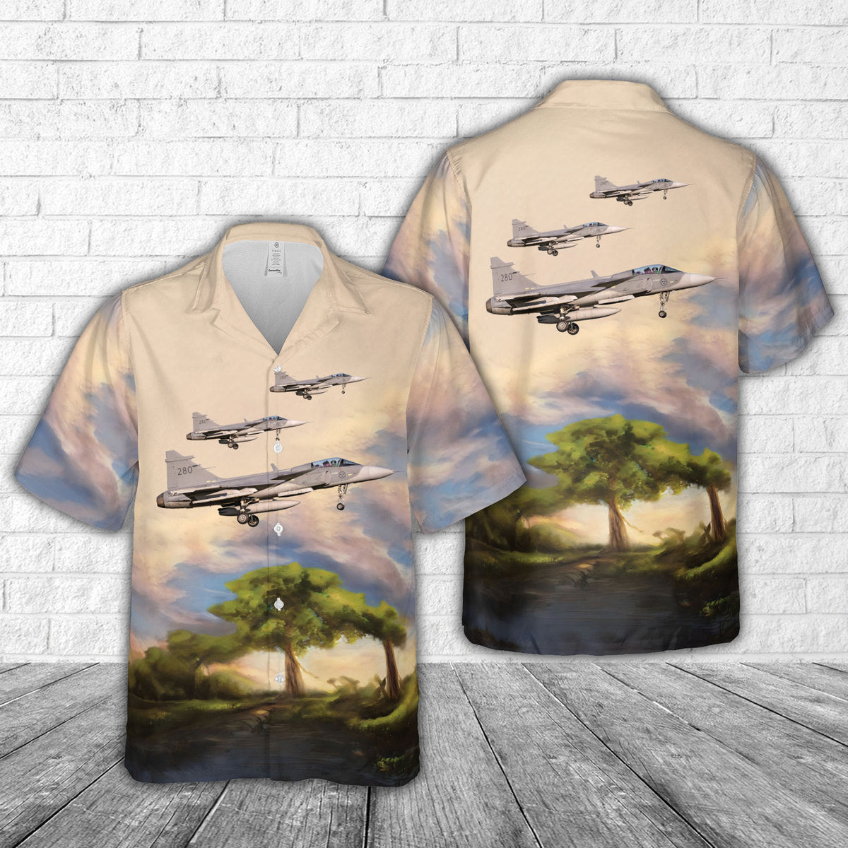 Swedish Air Force 39280 Saab JAS 39C Gripen Hawaiian Shirt