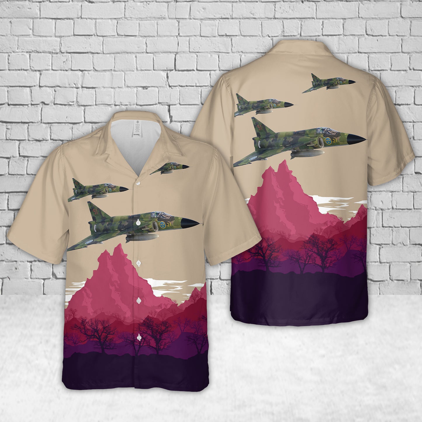 Swedish Air Force Saab AJSH37 Viggen Hawaiian Shirt
