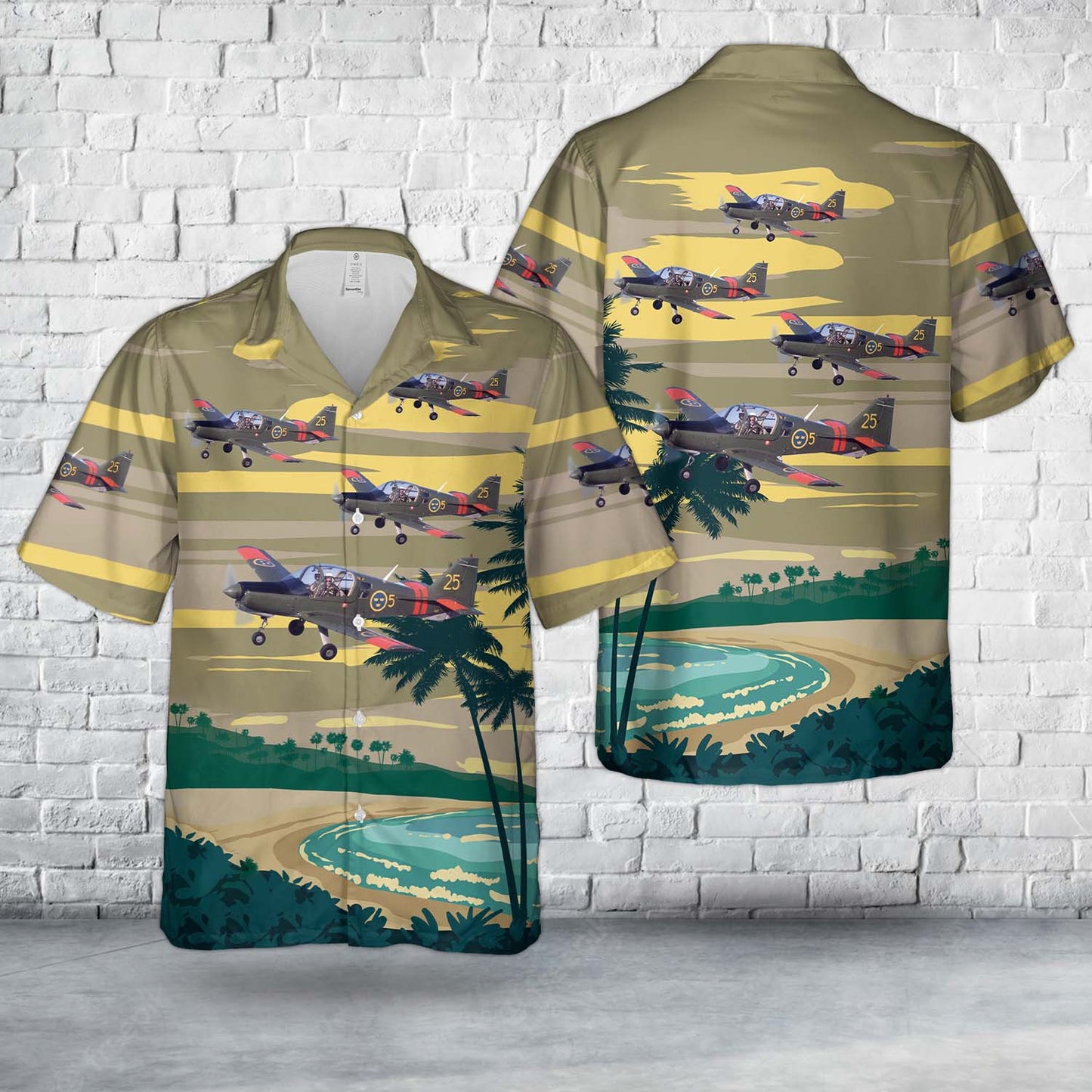 Swedish Air Force Sk61 Scottish Aviation Bulldog Hawaiian Shirt