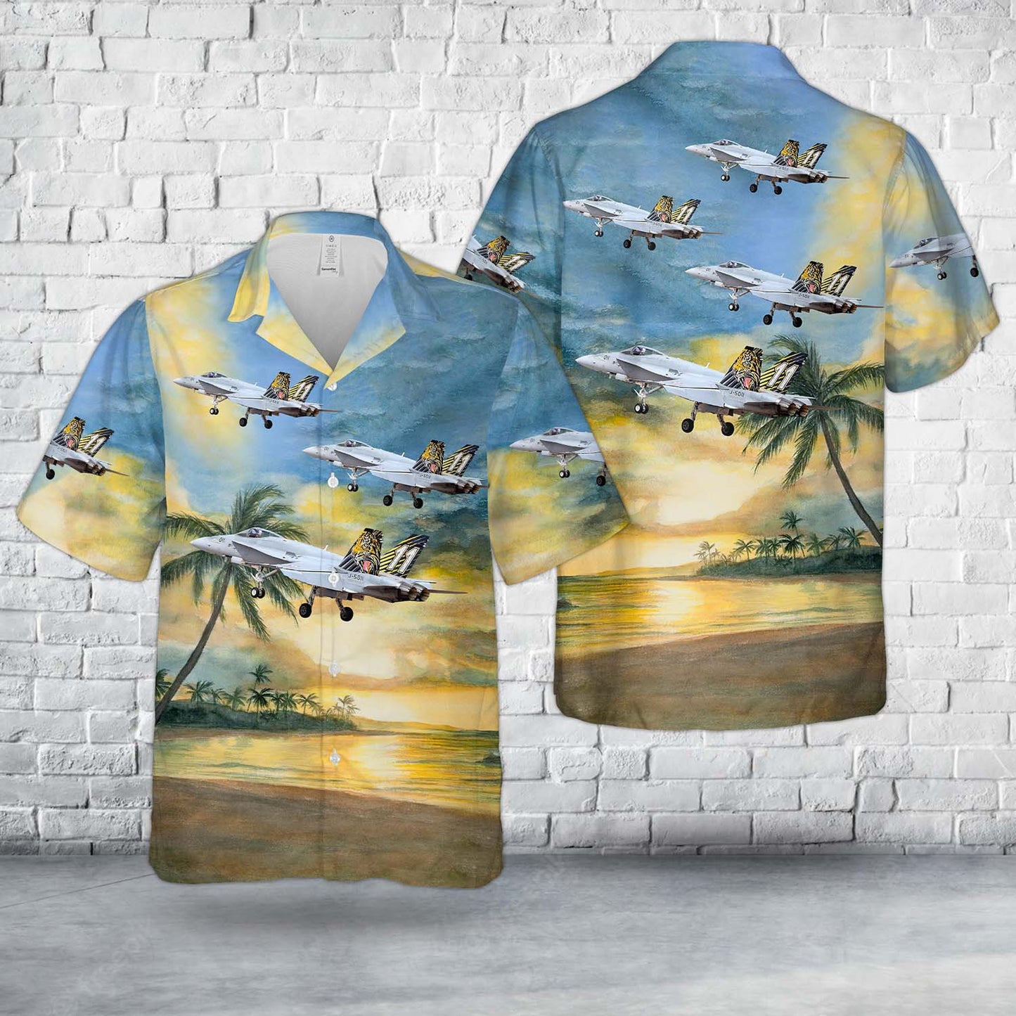 Swiss Air Force F/A-18C Hornet J-5011 of Fliegerstaffel 11 "Tigers" Hawaiian Shirt