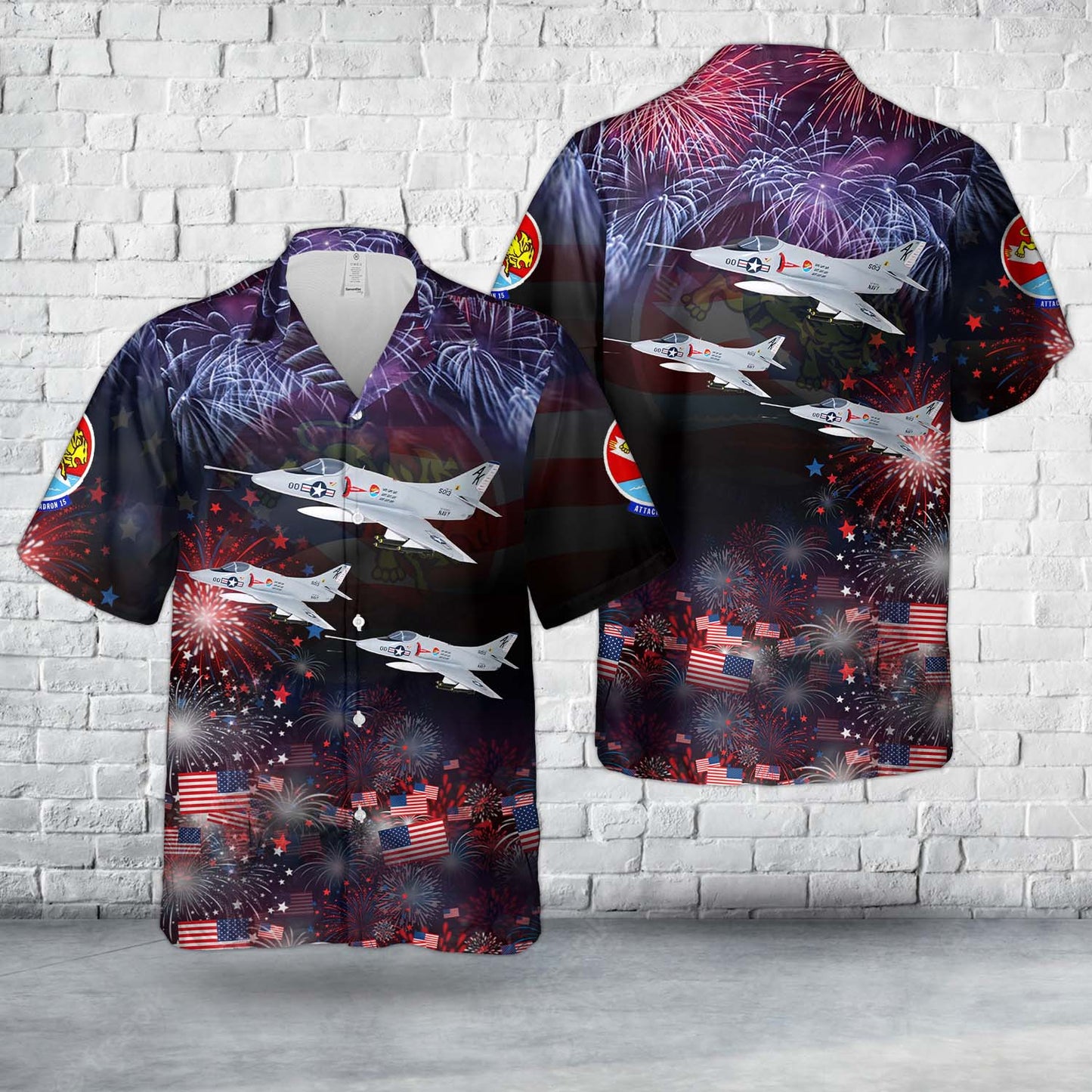 U.S. Navy Douglas A-4 Skyhawk of Attack Squadron 15 (VA-15) "Valions", 4th Of July Hawaiian Shirt