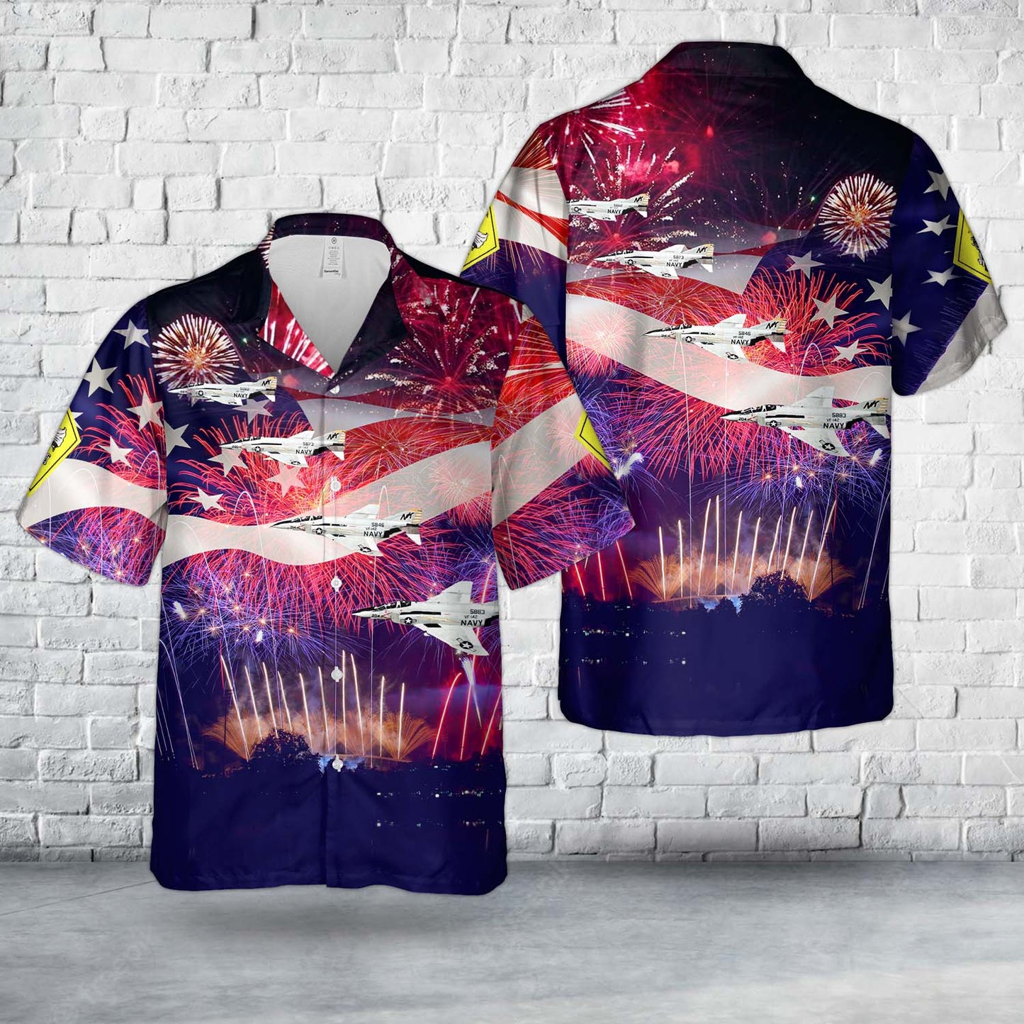 U.S. Navy McDonnell Douglas F-4J Phantom II Of VF-142 the Ghostriders, 4th Of July Hawaiian Shirt