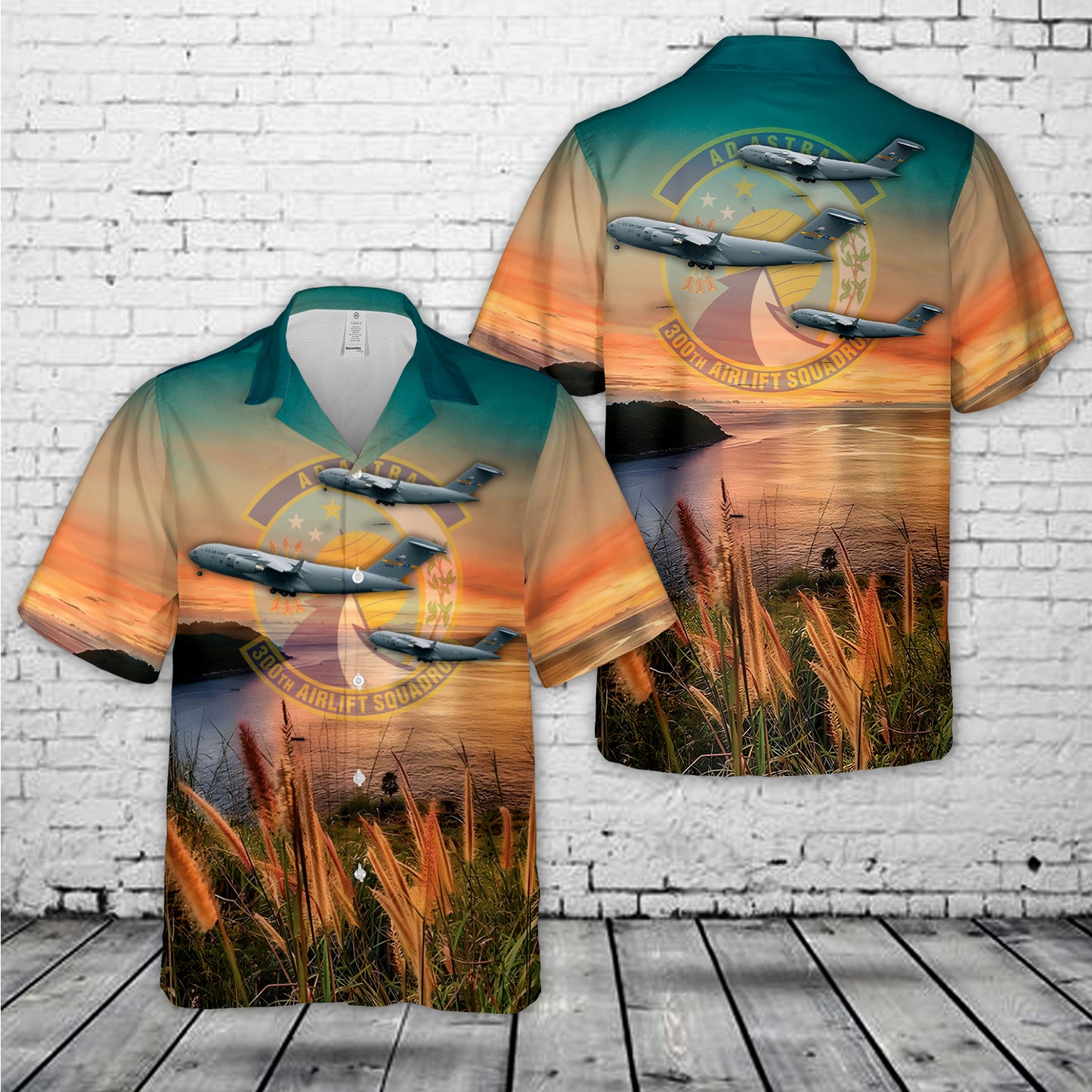 US Air Force 300th Airlift Squadron The Spirit of Berlin, C-17 Globemaster III Hawaiian Shirt