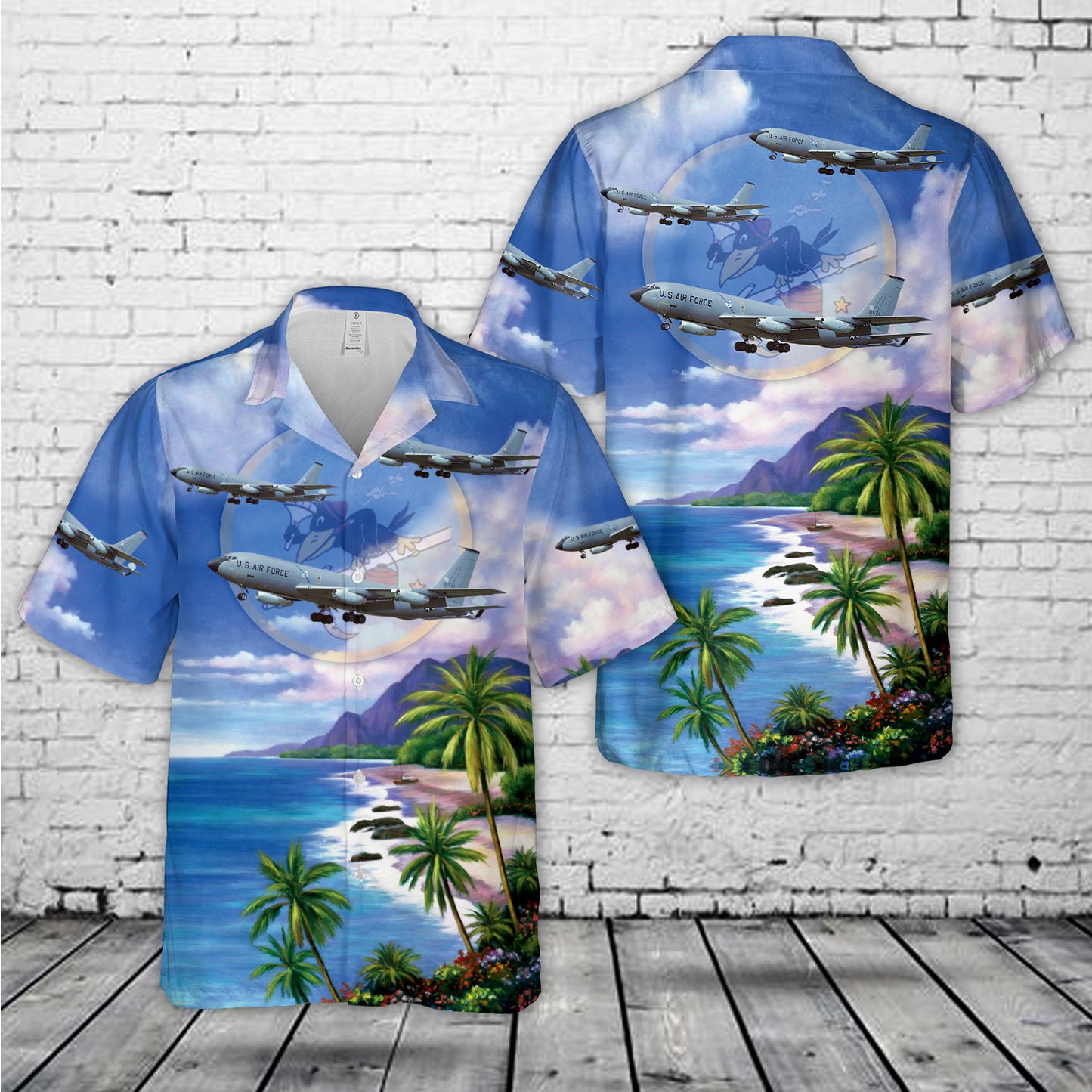 US Air Force 380th Air Refueling Squadron Boeing KC-135A Stratotanker Hawaiian Shirt