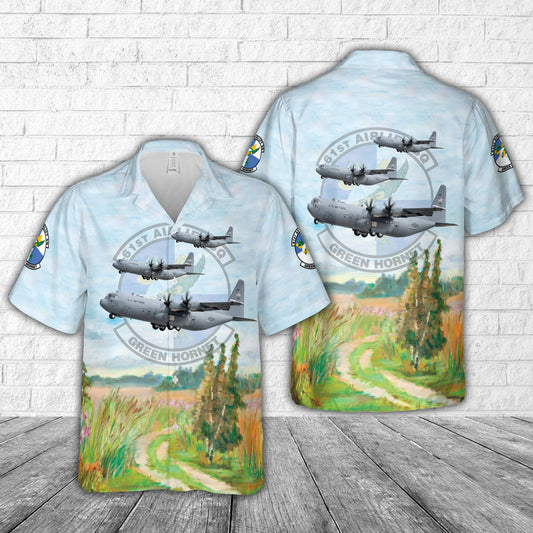US Air Force 61st Airlift Squadron Lockheed C-130J Hercules Hawaiian Shirt