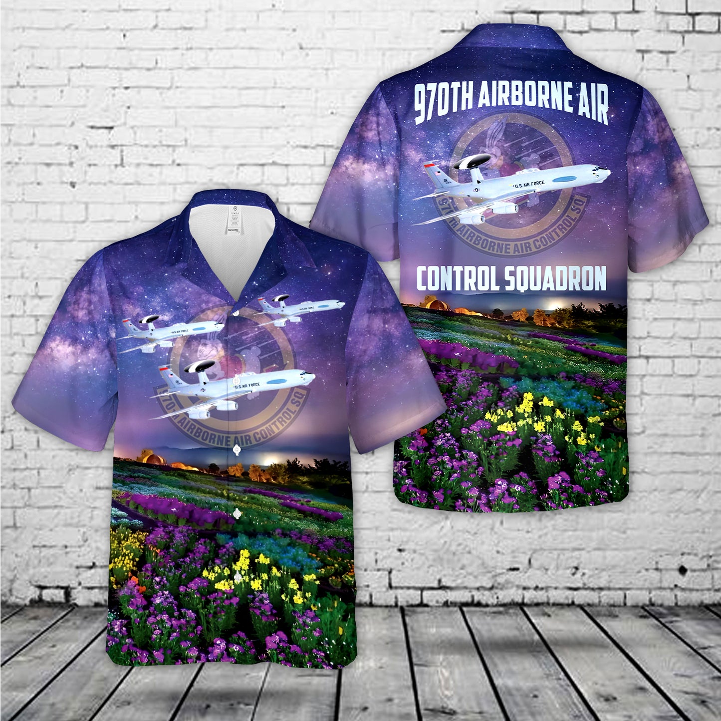US Air Force 970th Airborne Air Control Squadron E-3 Sentry Hawaiian Shirt