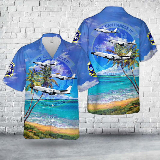 US Air Force 97th Intelligence Squadron Boeing RC-135V Rivet Joint Hawaiian Shirt