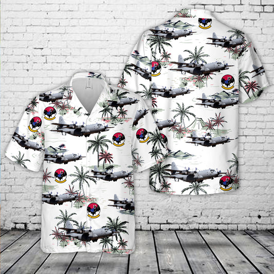 US Air Force EC-130H Compass Call 43rd Electronic Combat Squadron 55th Wing Hawaiian Shirt