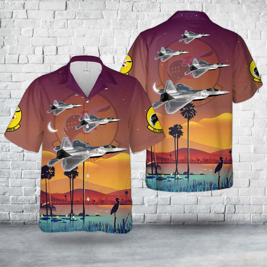 US Air Force F-22A 03-042 Of 27th Fighter Squadron Hawaiian Shirt