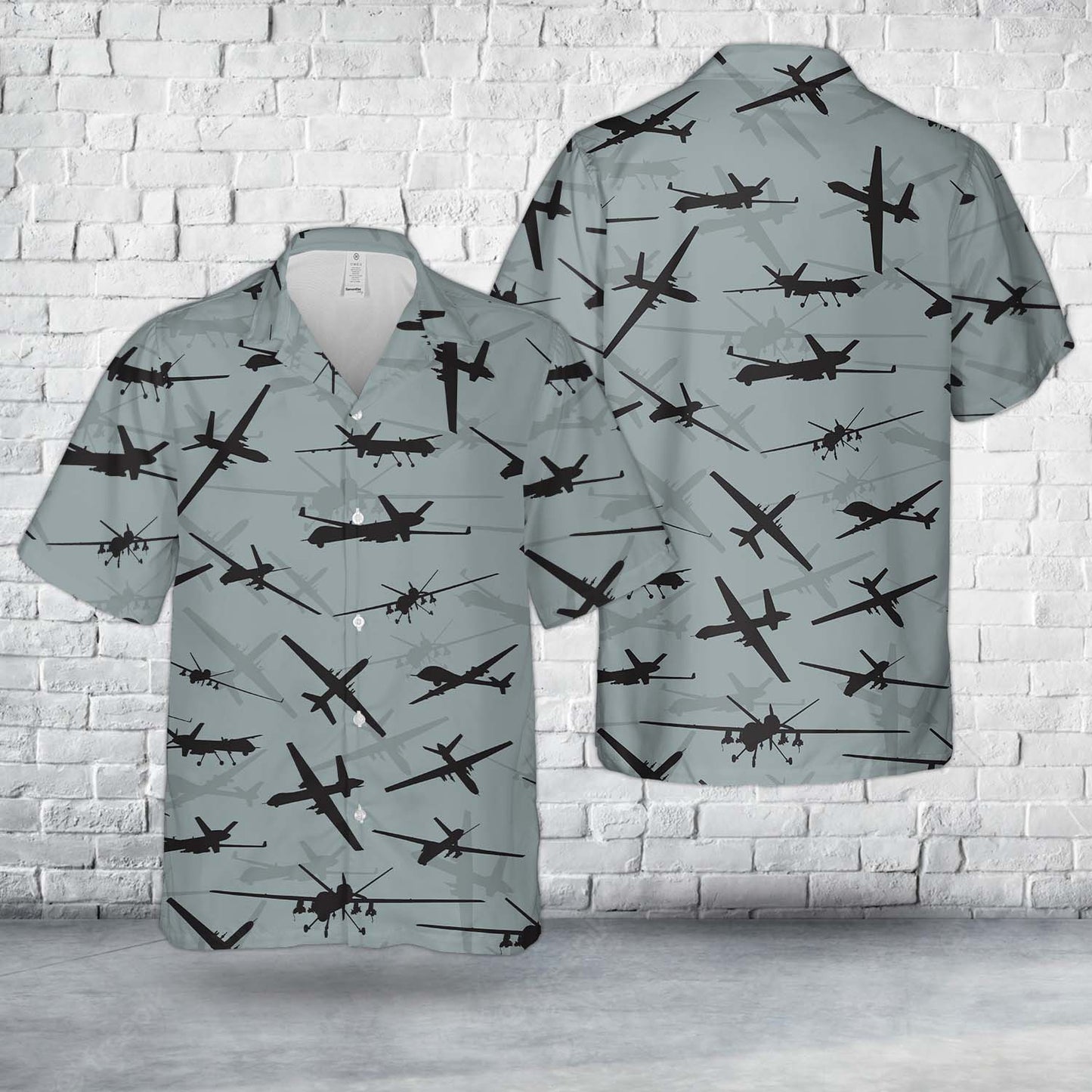 US Air Force General Atomics MQ-9 Reaper Aircraft Silhouettes Hawaiian Shirt