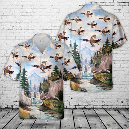 US Air Force General Dynamics F-16C Fighting Falcon (401) Hawaiian Shirt