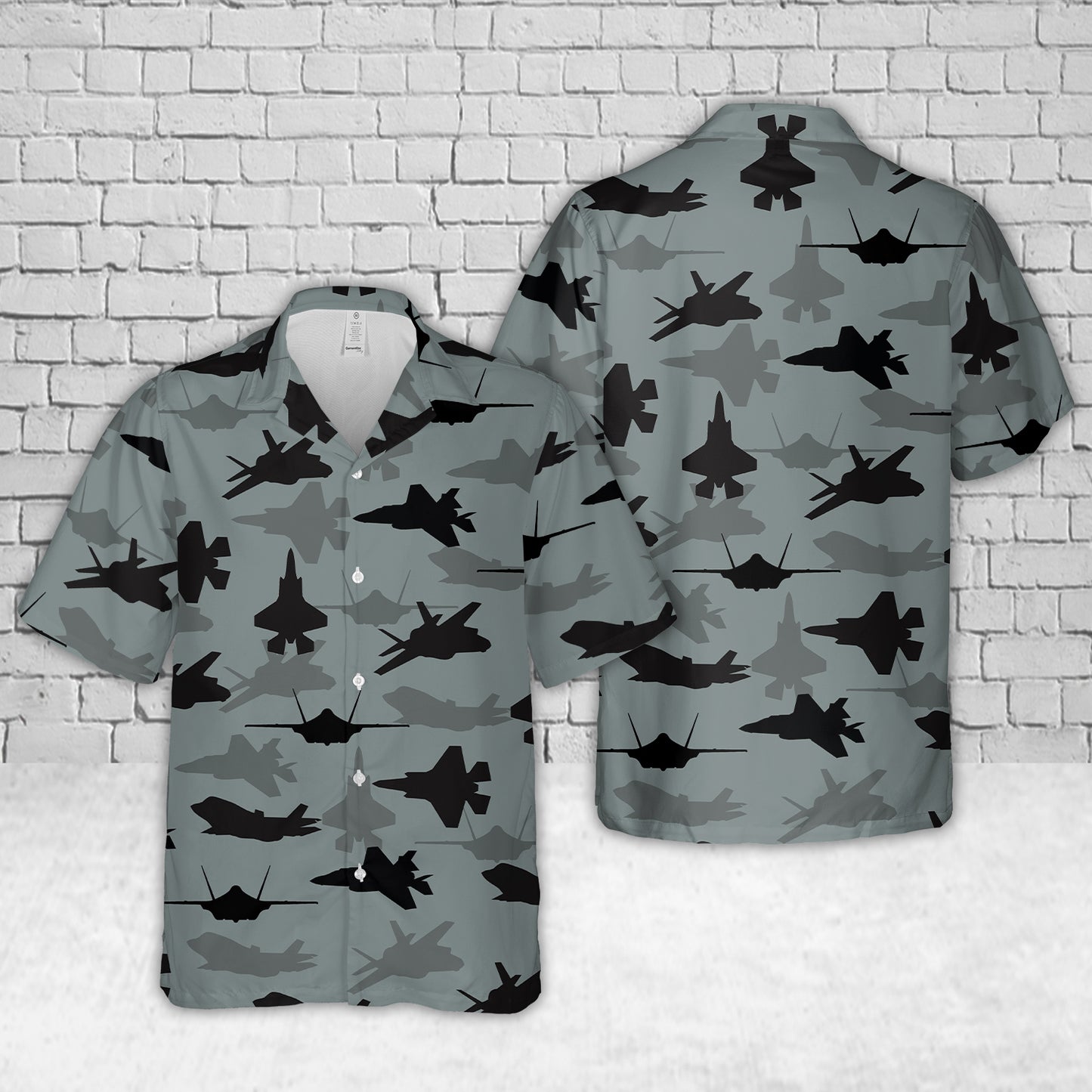 US Air Force Lockheed Martin F-35 Lightning II Aircraft Silhouettes Hawaiian Shirt