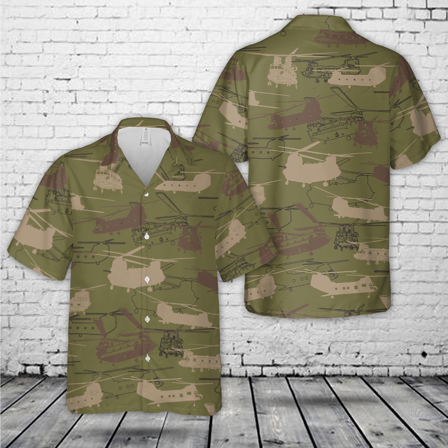 US Army Boeing CH-47 Chinook Silhouettes Hawaiian Shirt