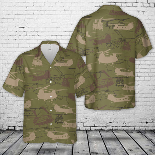 US Army Boeing CH-47 Chinook Silhouettes Hawaiian Shirt