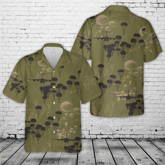 US Army Paratroopers With The 82nd Airborne Division Parachute Silhouettes Hawaiian Shirt