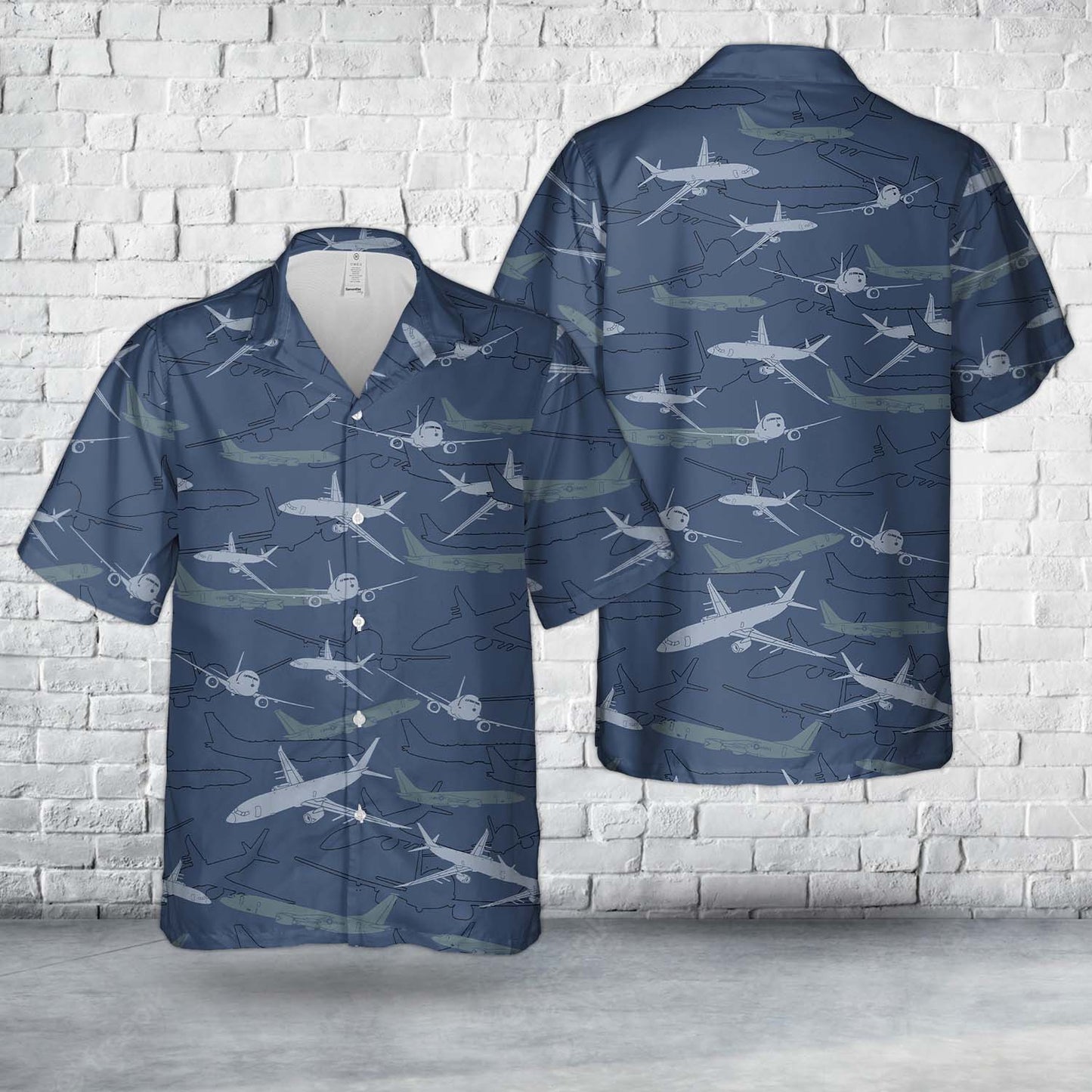 US Navy Boeing P-8A Poseidon Silhouettes Hawaiian Shirt