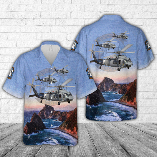 US Navy Helicopter Sea Combat Squadron 23 'Wildcards' Sikorsky MH-60S Knighthawk Hawaiian Shirt