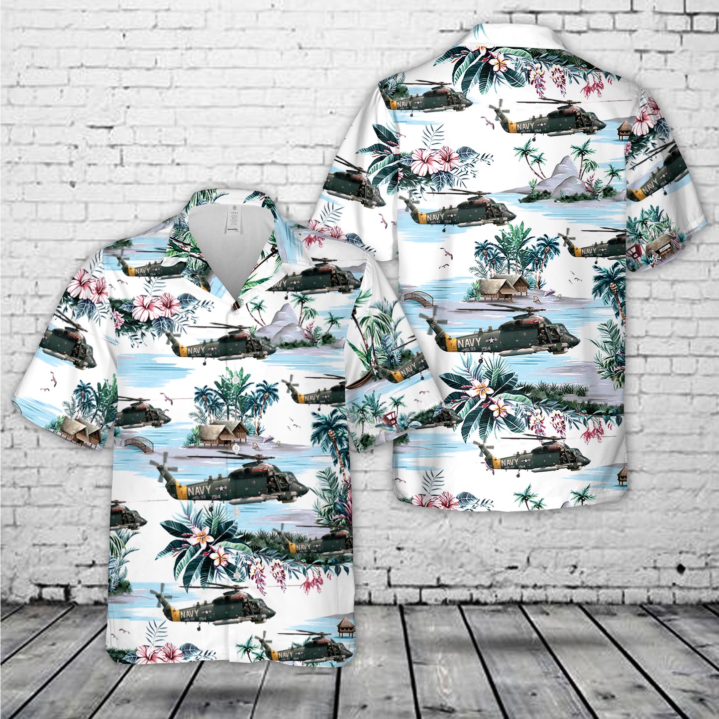 US Navy Kaman SH-2F Seasprite of HSL-33 Seasnakes Hawaiian Shirt