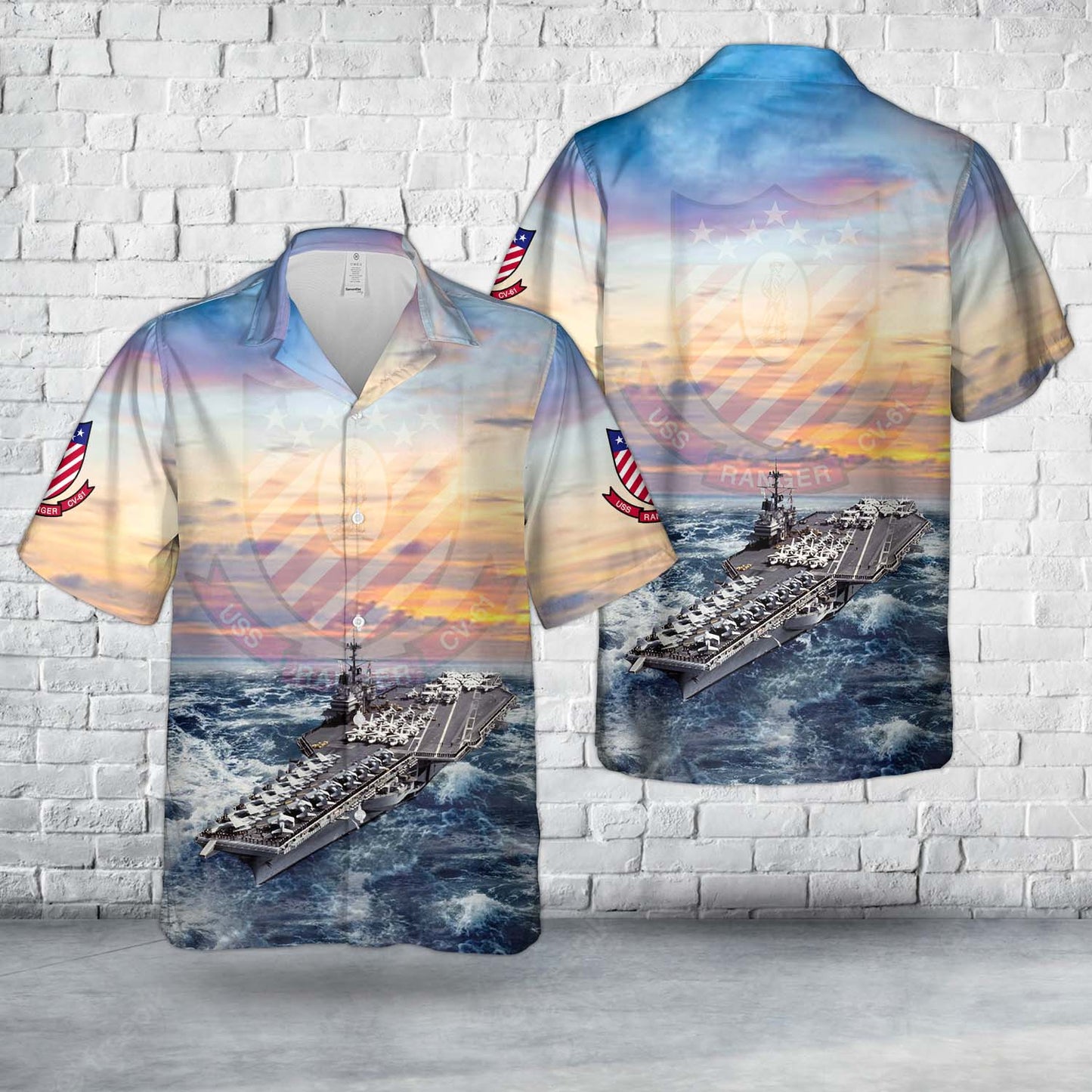 US Navy USS Ranger (CV/CVA-61) Hawaiian Shirt