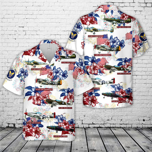 United States Army Air Force Fighters In WWII 1941-1945 Hawaiian Shirt