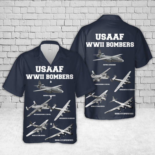 WWII US Army Air Force Heavy Bombers Hawaiian Shirt