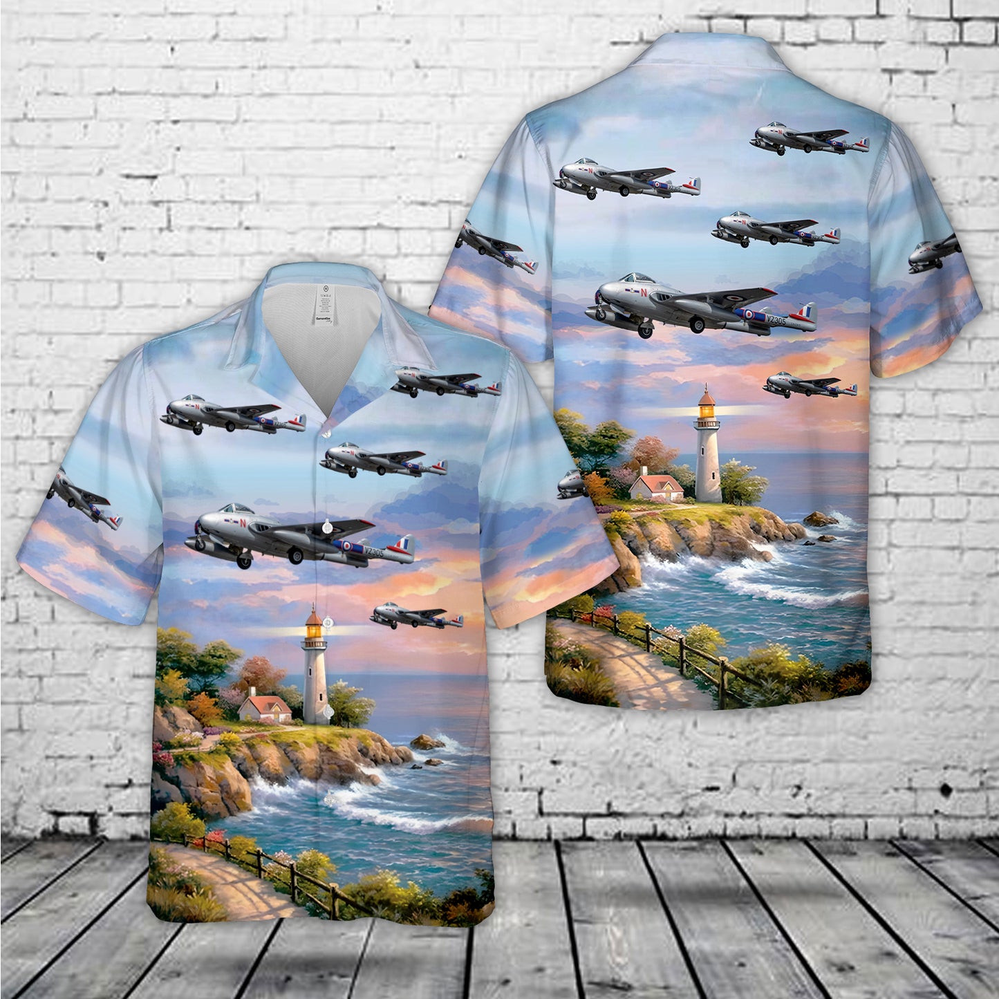 Warbirds of Norway De Havilland DH-100 Vampire FB.6 Hawaiian Shirt