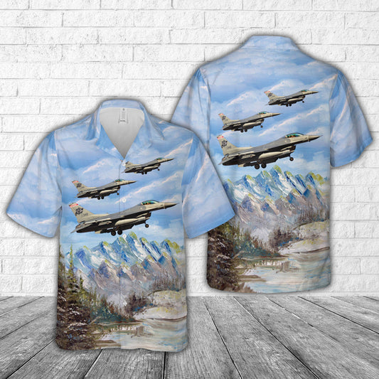 Wisconsin Air National Guard General Dynamics F-16C Fighting Falcon 176th Fighter Squadron (176 FS) Hawaiian Shirt